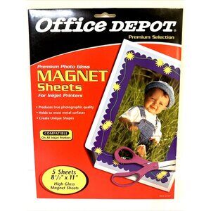 Office Depot Premium Photo MAGNET 5 Sheets 8.5x11 High Gloss Inkjet Printers NEW